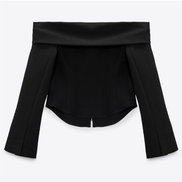 ZARA LIMITED EDITION off the shoulder Blouse Black Size XS New With Tag - Picture 4 of 16